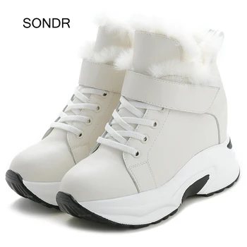 

Winter New White Shoes Women Snow Boots Plush Fashion Brand Ladies footware with Fur Female Warm botas mujer invierno 2019 Black