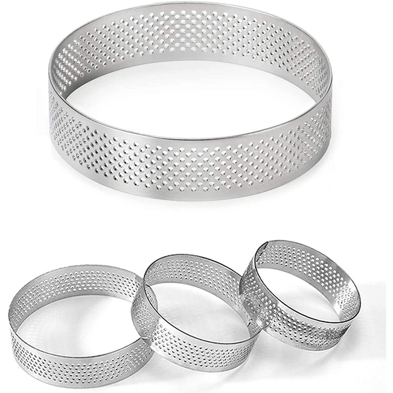 DIY Round Tart Rings for Baking Dessert Ring Tools joupugi Stainless Steel Perforated Tart Ring 5pcs 5cm Perforated Cake Mousse Ring 