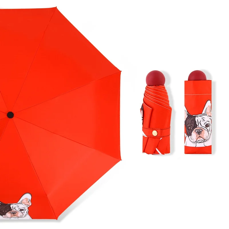 Cartoon Pet Dog Printed Folding Umbrella Lightweight Umbrella Folding Travel Umbrella