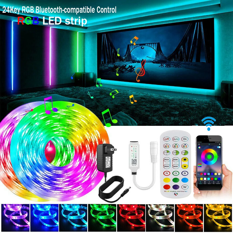 Светодиодная лента 16 4 футов 32 8 5 м 10 5050 30 светодисветодиодный s/m RGB с 24-кнопочным ИК
