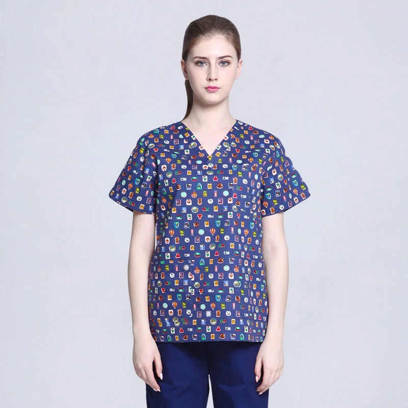 Women (tops) Устойчивые к полосканию унисекс спандекс скрабы центр красоты Клиническая медицинская форма костюм медсестры медицинские скрабы Топ - Цвет: Women (tops)