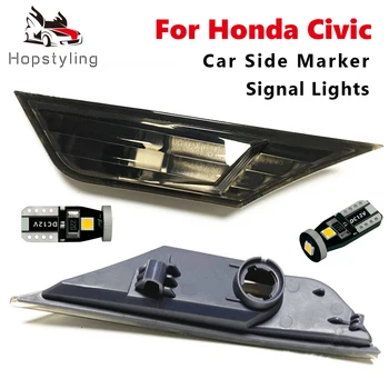 

For 2016 2017 2018 2019 Honda Civic Sedan Coupe Hatchback Smoked Side Fender Marker Lamp Turn Signal Light with LED Bulb