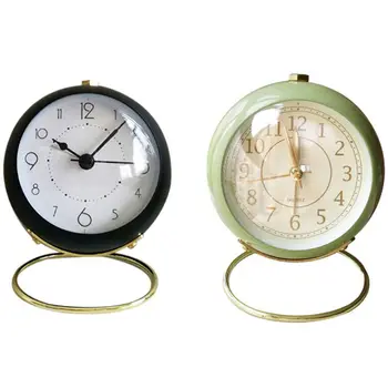 

2 Pcs Silent Alarm Clock Timer Metal Fashion Metal Alarm Clock Classic Alarm Clock Desktop Alarm Black & Green