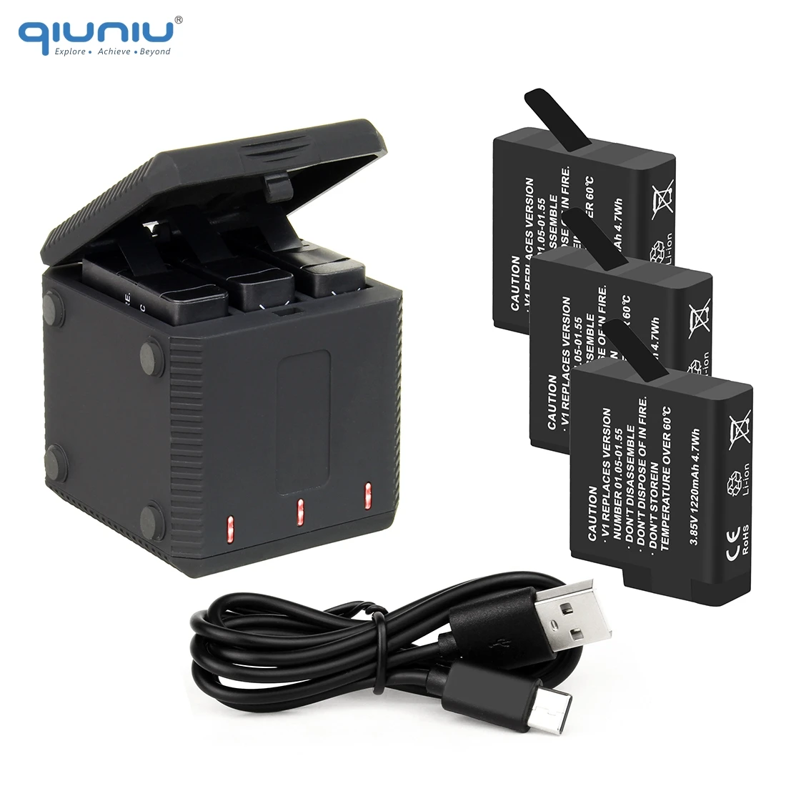Qiuniu 3pcs Batteries With Triple Battery Charging Charger Box With Type C Cable For Gopro Hero 8 7 6 5 Black Go Pro Accessories Sports Camcorder Cases Aliexpress Qiuniu 3pcs Batteries With Triple Battery Charging Charger Box With Type C Cable For Gopro Hero 8 7 6 5 Black Go Pro Accessories Sports Camcorder Cases Aliexpress