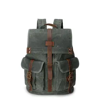 

Retro men's bag waterproof oil wax canvas travel backpack canvas bag men's backpack unisex School Bags Bag Pack