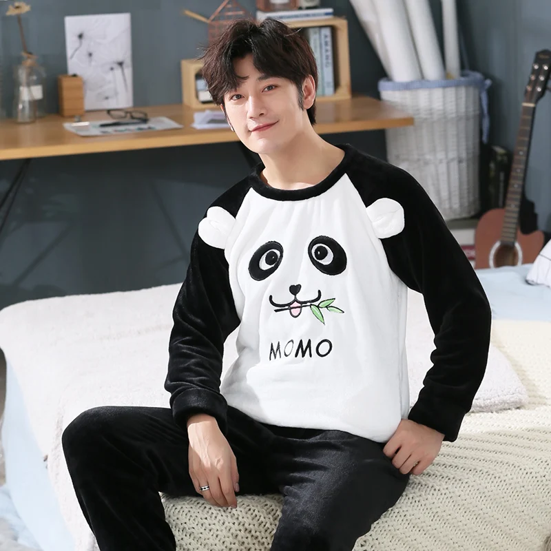 pyjama-homme 33013 Пижама homme, Мужская пижама, зимняя Фланелевая пижама, коралловый флис, утолщенная, повседневная, теплая, Пижама для мальчиков, пижамный комплект, плюс размер, 5XL - Цвет: pyjama-homme 33013