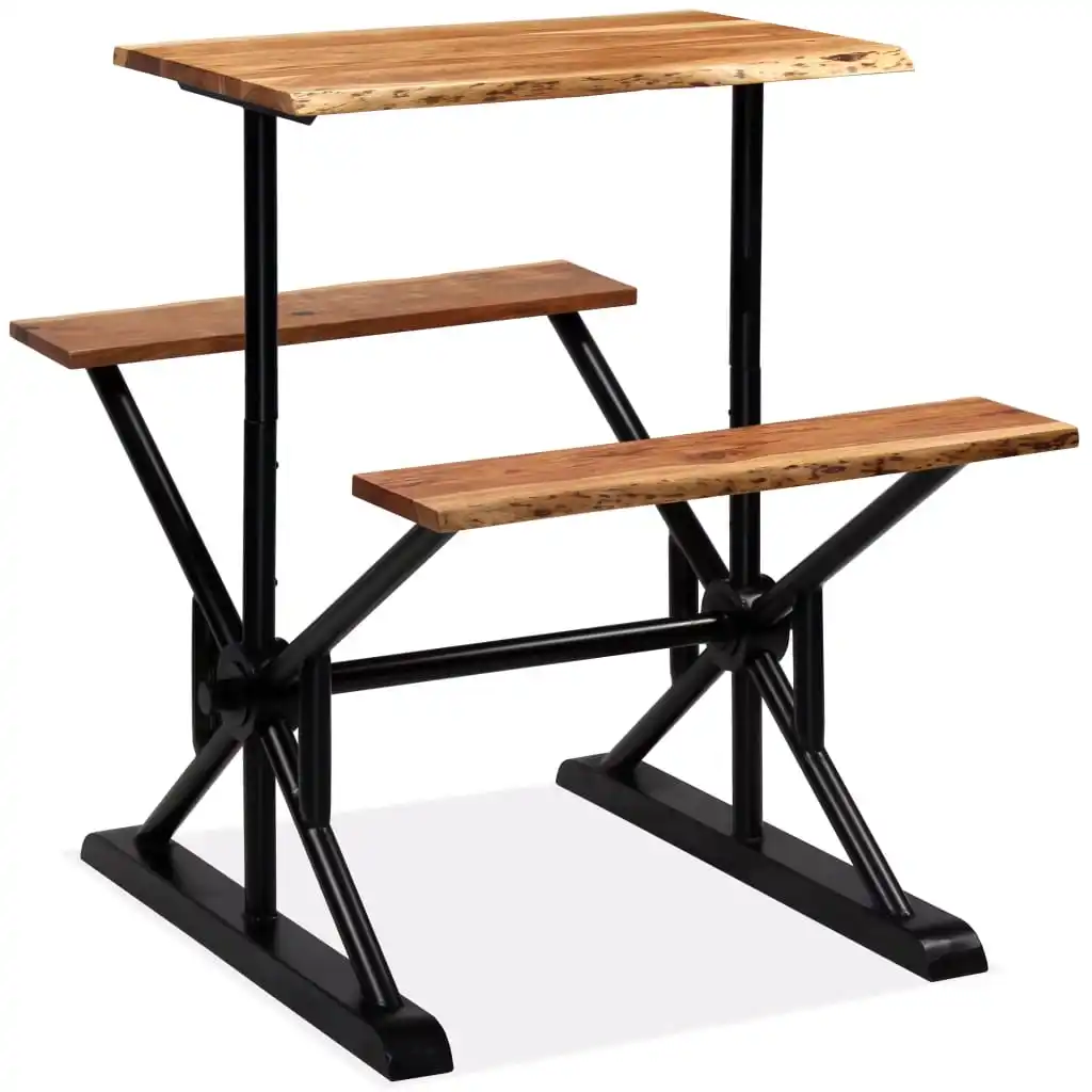 

Solid Acacia Wood Benches Bar Stools Table Set Retro Style Dining Chairs for Dining Room Garden Table Benches 80x50x107 Cm