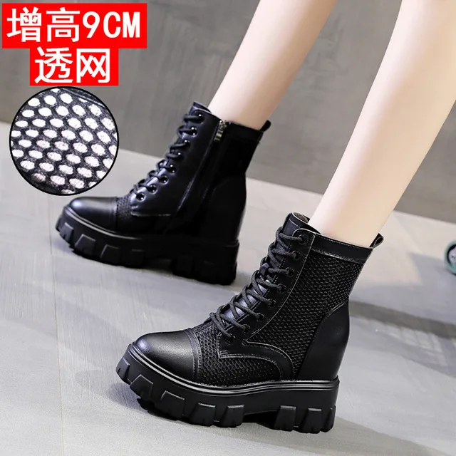 Botas de nieve para Mujer, Zapatos de plataforma negros, botas bajas de  cuña, botas negras de diseñador|Botas hasta el tobillo| - AliExpress