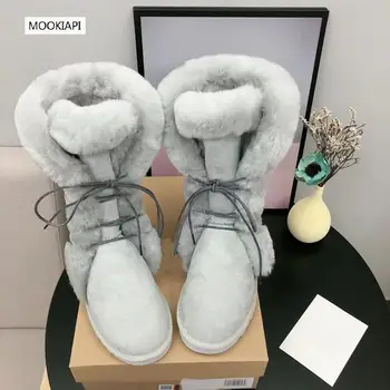 

2019 Chinese brand women's snow boots, real sheepskin, 100% natural wool, high quality shoes, free delivery, 3 colors