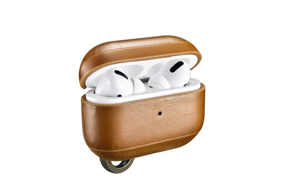 Чехол ICARER в деловом стиле для Airpods Pro, чехол из натуральной кожи с Bluetooth для наушников с цепочкой для ключей, защитный чехол s