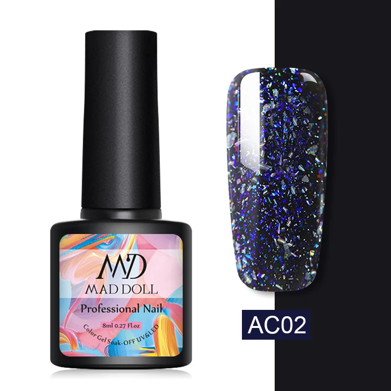 AC02 1 бутылка 8 мл MAD DOLL Soak Off УФ Гель-лак сливового Цвета Гель-лак для нейл-арта Маникюр матовый тусклый Гель-лак для ногтей - Цвет: AC02