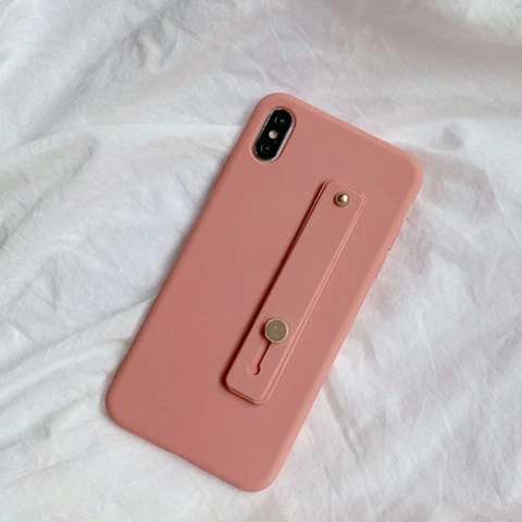 Orange Ремешок на запястье кронштейн чехол для телефона для iphone 11 Pro Max XR XS MAX X 7 8 6 6s Plus карамельный цвет Силиконовые мягкие чехлы держатель на руку - Цвет: Orange