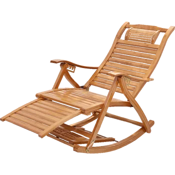 

Folding Rocking Chair Household Elderly Recliner Rocking Chair Sleeping Chair Noon Rest Unfettered Chair Bamboo Recliner Nap Cha