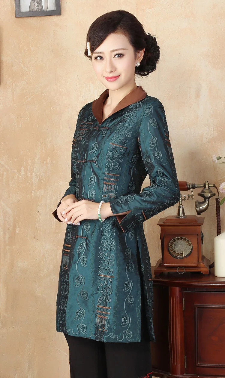 Китайское пальто размера плюс 5XL, классическая женская удлиненная куртка, пальто, Восточная женская верхняя одежда, новинка, пальто для вечеринки