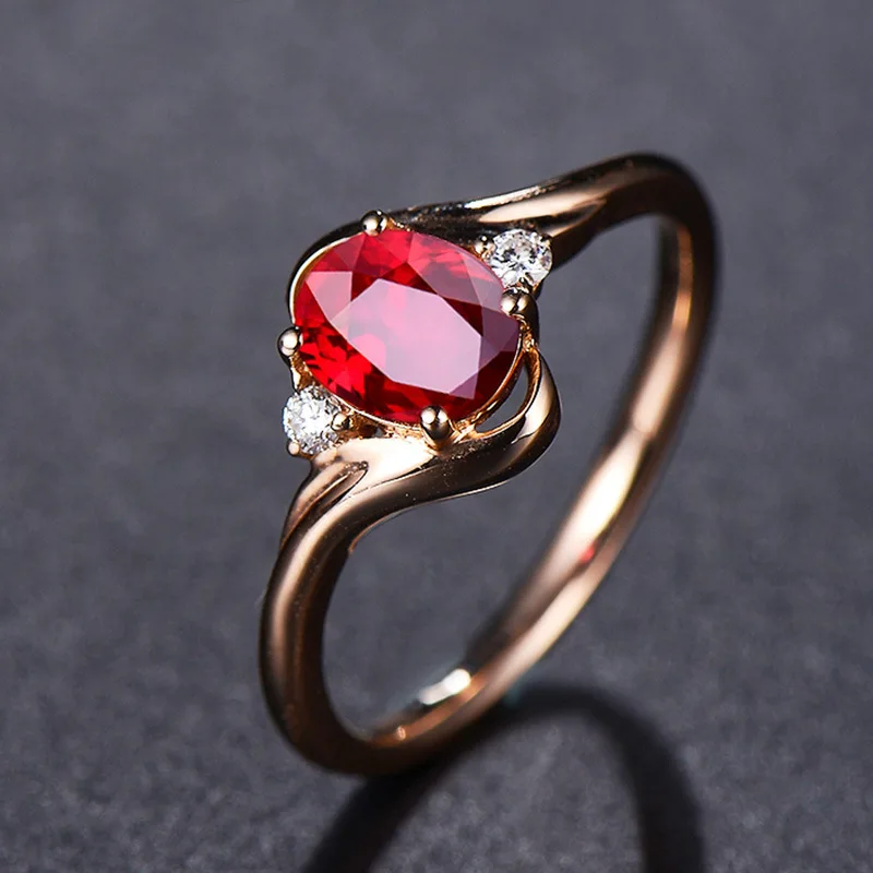 Rainbamabom серебро 925 пробы рубиновый драгоценный камень свадебные Обручение розовое золото кольца, обручальные кольца ювелирные изделия на подарок
