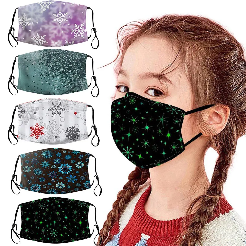 

Children Outdoor Mouth Christmas Print Face Mask mouth covering mascarillas para niños cubrebocas Bandage Protection du visage
