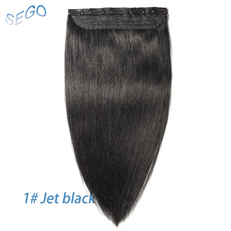 #1 SEGO 1"-22" 80 г-100 г, бразильские волосы на заколках, 1 шт./Вт, 5 клипов, не Реми, прямые человеческие волосы на заколках для наращивания - Цвет: #1