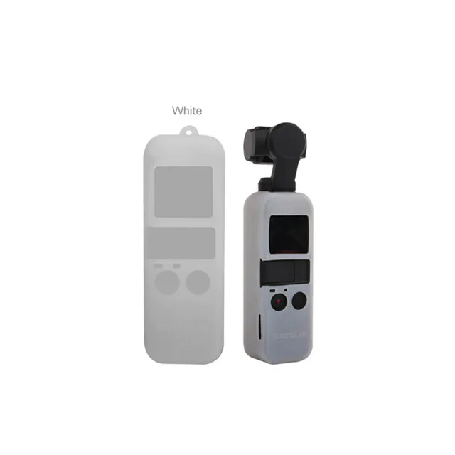 Чехол из силикагеля с шейным ремешком Мягкий силиконовый чехол для DJI OSMO Pocket Gimbal Anti-Lost наручный ремень защитные аксессуары - Цвет: White