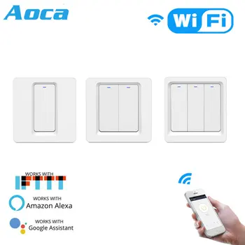 

WiFi Smart Home Light Switch Push Button Smart Life/Tuya APP Remote Control Works with Alexa Google Home for Voice Control