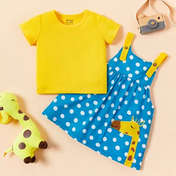 

PatPat 2020 New Summer and Spring Baby Solid Top and Dotted Skirt Set Baby & Toddler Girl Sets