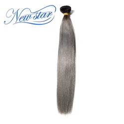 Brazilian T1B/Grey Straight Hair New Star Virgin Human Hair Ombre Gray Bundles Black Roots Grey Raw Hair Weaving Extension