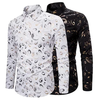 

Luxury Printed Hawaii Slim Fit White Shirt Hawaiian Long Sleeve Casual Vintage Graphic Shirt Men Summer fashion men Shirt