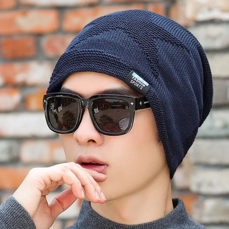 SUOGRY зимние шапки для мужчин Skullies Bonnets Мужская зимняя вязаная шапка шарф шерсть Женский Gorras маска фасоль мужская шапка