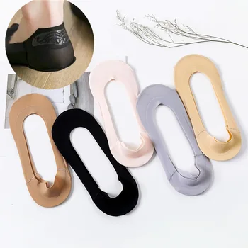 

Summer Women Girl Silica Gel Boat Socks Invisible Cotton Sole Non-slip Antiskid Slippers Anti-Slip Shallow Moomin Low Cut Socks