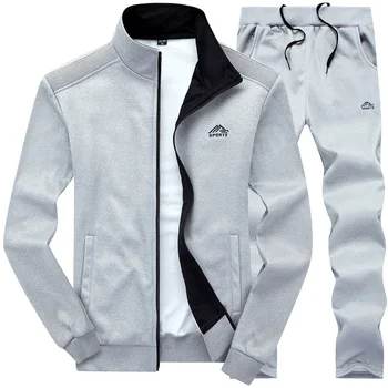 Tracksuits Men Polyester Sweatshirt Sporting Fleece 2020 Gyms Spring Jacket + Pants Casual Men's Track Suit Sportswear Fitness 3