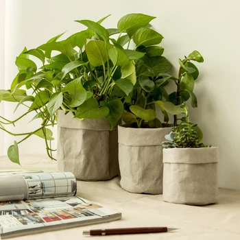 

Waterproof Eco-friendly Kraft Paper Flower Pot Holder Reuseable Plant Pot Drouble Multifunction Desktop Home Storage Bag