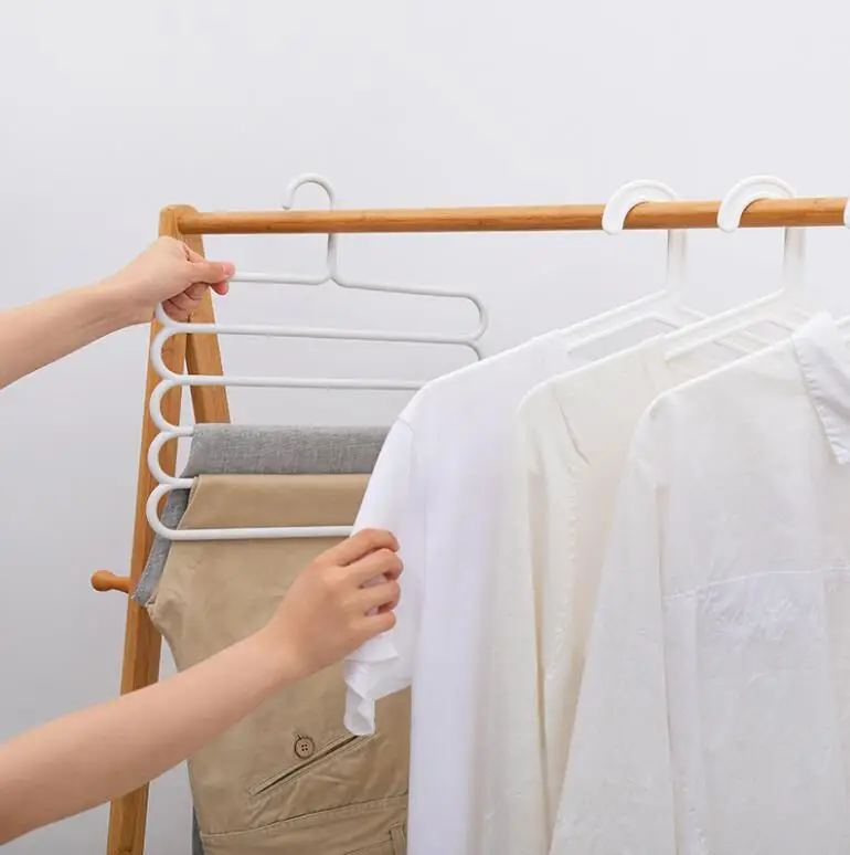 Fresh Plastic Home Utility Pants Rack Pants Storage Rack Multi-Layer Non-Slip Wardrobe Pants Rack Hat Hanger Hanger