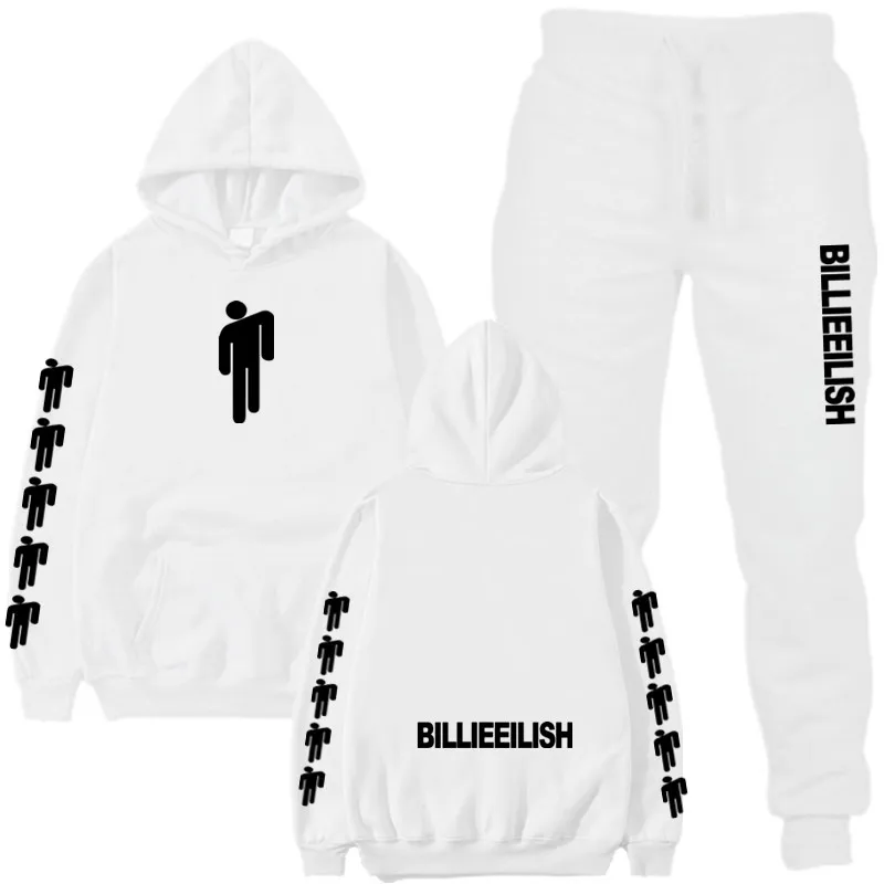 

Billie Eilish Piece Tracksuit Women Men Off White Hoodie Sweatshirt Female Sport Pullover Suits Men's Sport Suit Set Tracksuit