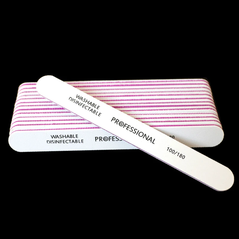 10 шт./лот пилка для ногтей блок lime a ongle Professional двухсторонний песочный Маникюр белый прямой тип пилки для ногтей 100/180