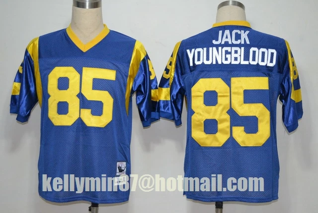 Черный Stitiched, Los Angel, Jack Youngblood, Eric, Marshall Faulk, Kurt Warner, Throwback для мужчин Джерси - Цвет: Черный