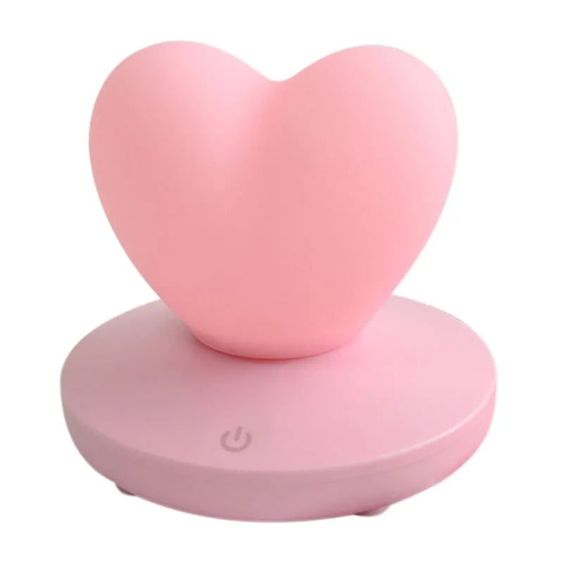 

New Dimmable Led Night Light Lamp Silicon Love Heart For Baby Children Kids Gift Bedside Bedroom Living Room Decoration-Pink