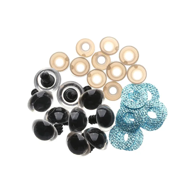 Hot Sale 16/18/20/24mm Findings Stuffed Toys Nonwovens Hard Washer Glitter Safety Eyes Clear Plush Doll Round Plastic 10Pc/Set 4