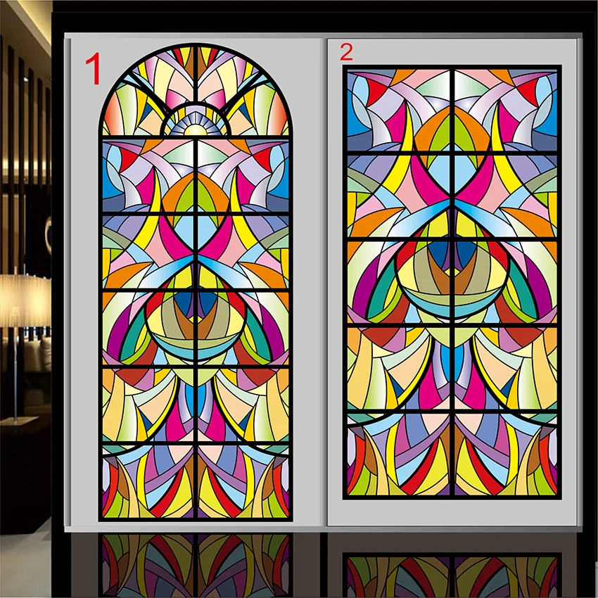 

Custom Size Home-Decor Window Sticker Static Cling PVC Recyclable Durable Tint-Film Color Lamp Symmetry 40cmx100cm