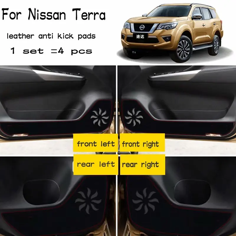 

4pcs Leather Car-Styling Anti Kick Pad Anti-dity Door Mat Accessories For Nissan Terra 2018 2019 2020
