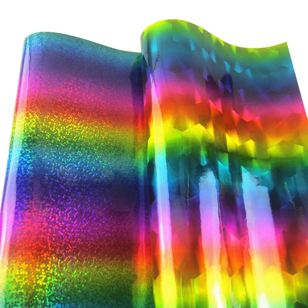 30x134cm Roll Mirror Rainbow Foil Faux Synthetic Leather Fabric For Gift Boxes Bows Earring Home Decoration BH411