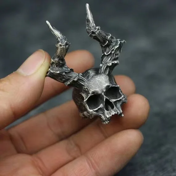 316L Stainless Steel Skull Ring Horned Satan Devil Punk Biker Rings for Men Male Jewelry Boyfriend Gift finger ring stainless steel ring