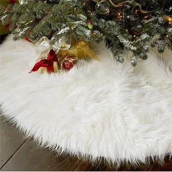 

122cm/ 90cm/ 78cm White Carpet Christmas Tree Skirt Base Floor Mat Cover For Xmas Christmas Tree Decoration New Year Home