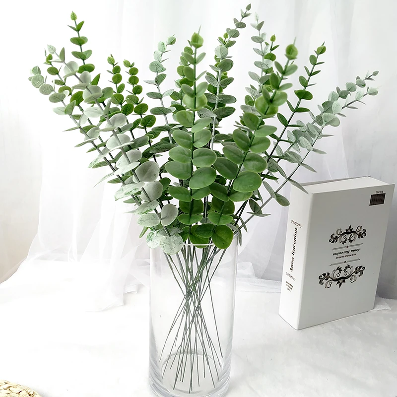 

50pc/lot Green Eucalyptus Leaf Artificial Plants Wall Decoration Home Garden Wedding Scene Bridal Bouquet Garlands Road Lead
