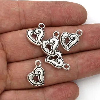 

30PCS Tibetan Silver Plated Heart Charms Pendants for Jewelry Making DIY Handmade Accessories