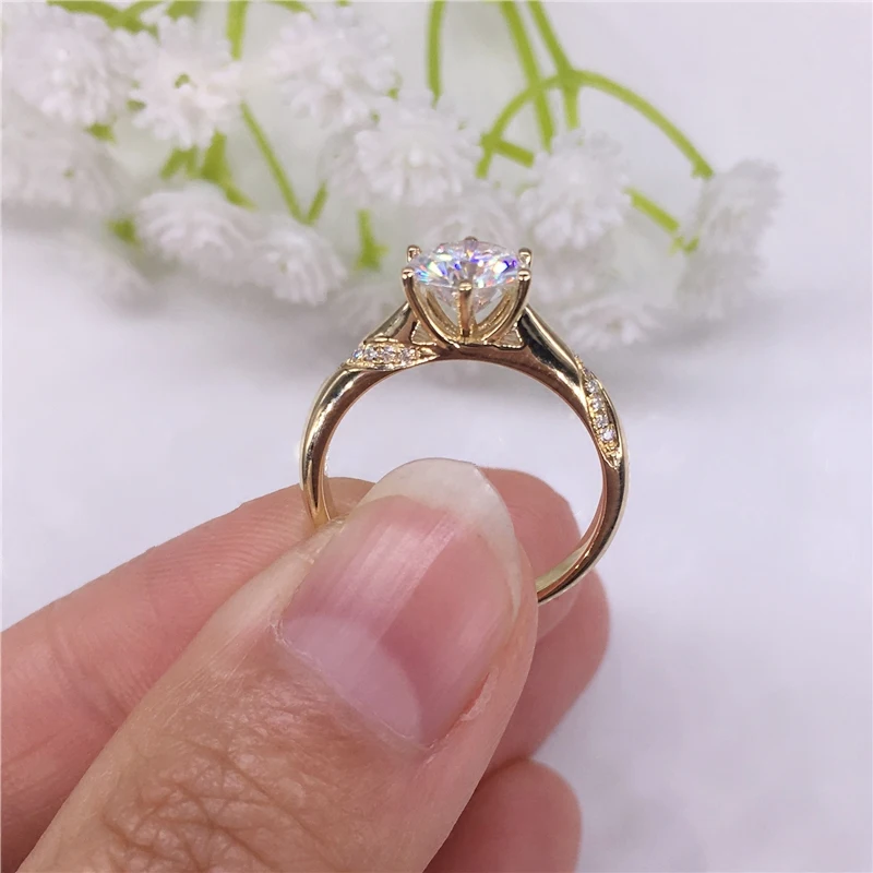 Модное кольцо из розового золота 9 к, 1ct, 2ct, 3ct, Муассанит, классическое круглое ювелирное изделие с бриллиантовой огранкой, обручальное кольцо с сертификатом