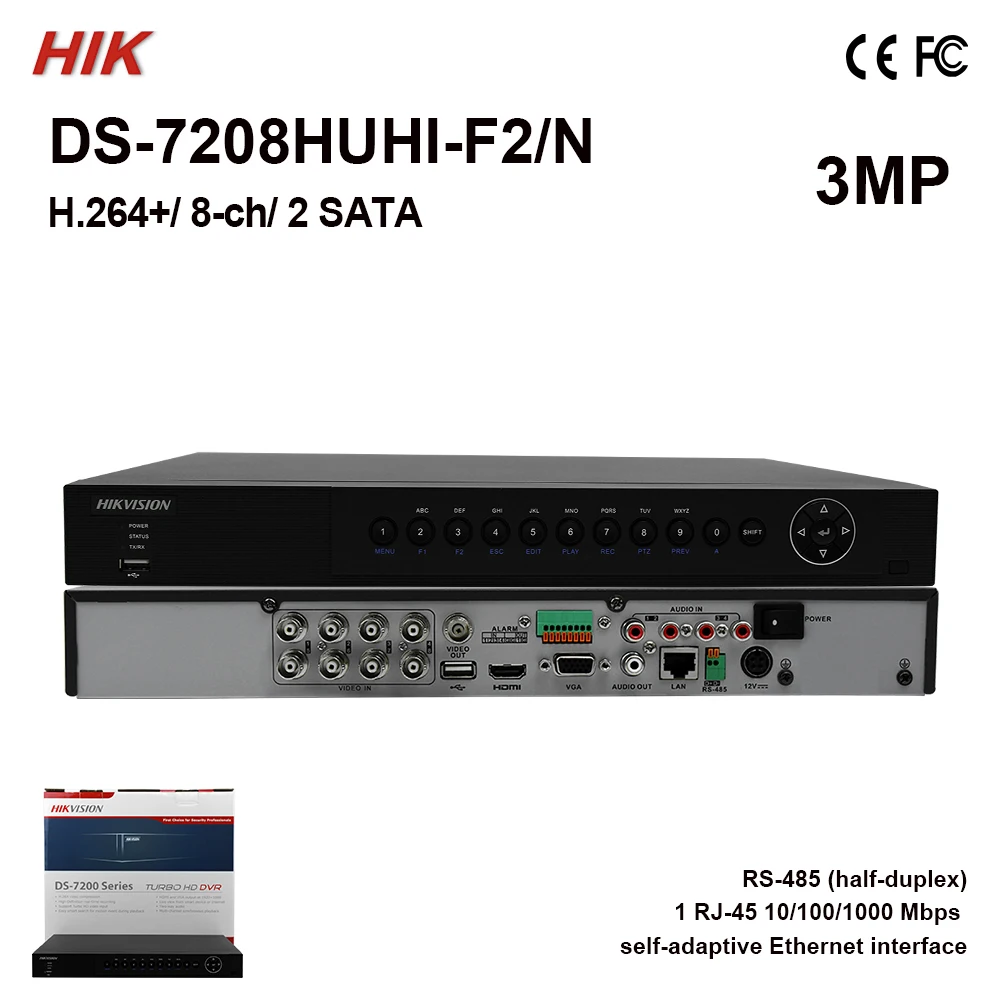 В наличии DS 7208HUHI F2/N оригинальный Hik 8CH HD TVI DVR 8ch Turbo CCTV рекордер 2SATA H.264 + 3MP поддержка