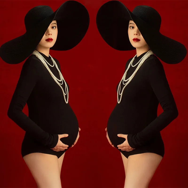 Maternity Photography Props Jumpsuit Stretchy Pregnancy Photo Shoot Bodysuit Long Sleeve Maternity Dresses for Photo Shoot