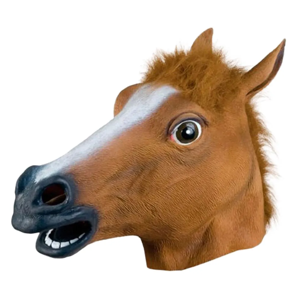 Маска лошади, голова латекса, костюм животного, опора в стиле Каннам для Хэллоуина, забавная маска, тушь для ресниц, силиконовая Реалистичная маска - Цвет: A