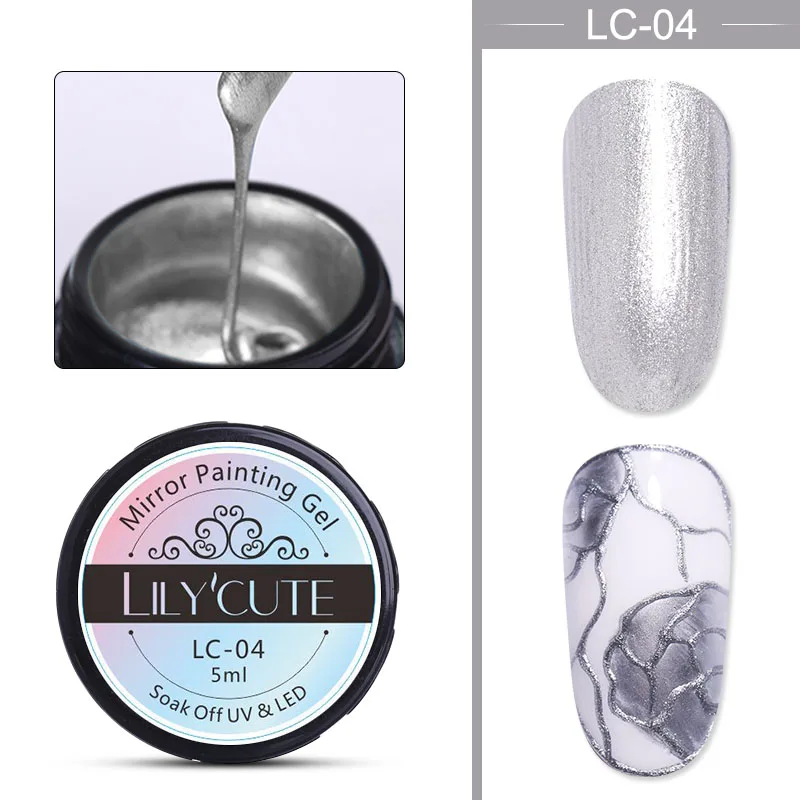 Mirror Gel LC-04 LILYCUTE металлический зеркальный Гель-лак для ногтей, рисование металлическим зеркалом, набор гель-лаков для ногтей, впитывающий Гель-лак для ногтей, сделай сам - Цвет: Mirror Gel LC-04