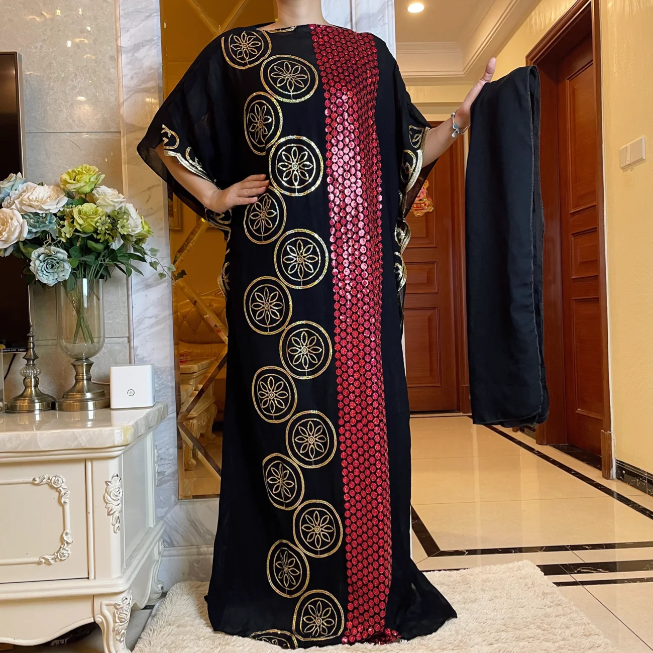 

Абая-длинное платье с пайетками и вышивкой для женщин, мусульманское платье, Турция, марокканский кафтан, турецкая исламская одежда, al-071