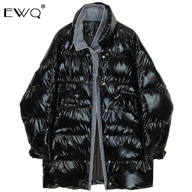 EWQ/ новые модные зимние мужские пуховики, джинсовые однобортные парки, хлопковое пальто свободного покроя, мужские куртки 9A366